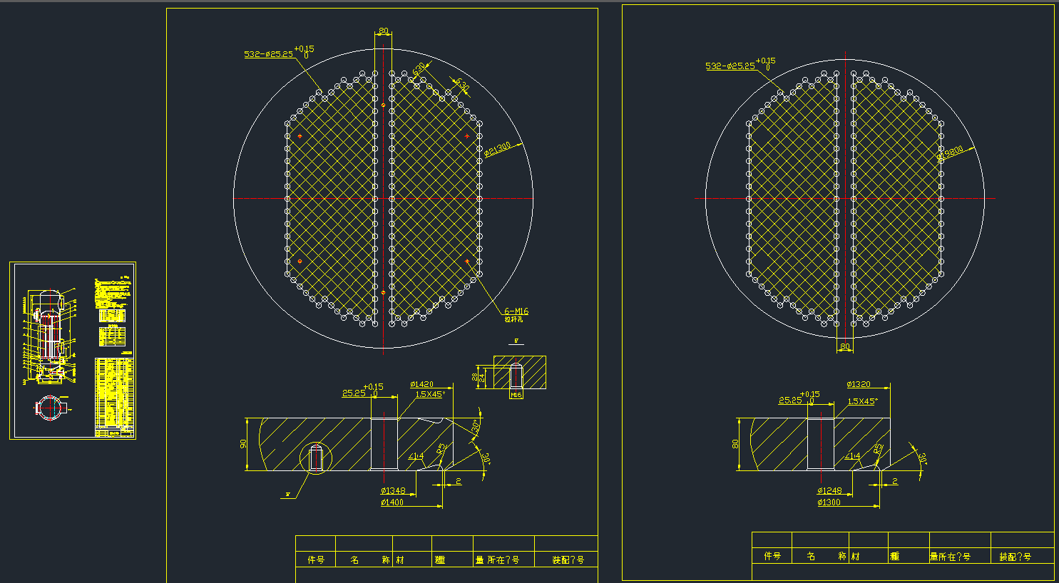 蒸汽过热器CAD设计图纸（含管板加工图）