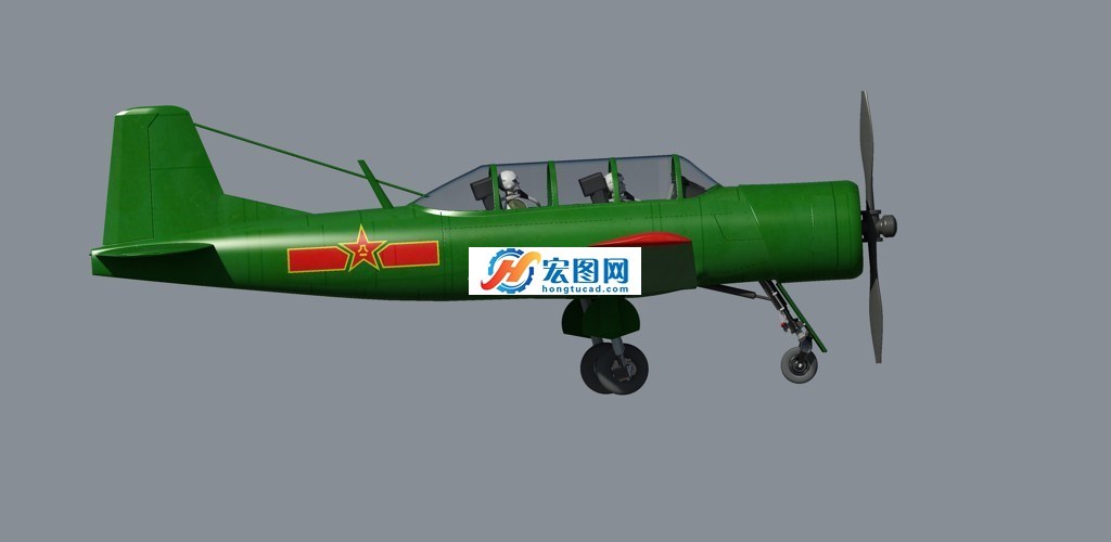 国产初教6飞机三维模型CAD图纸下载_航空航天图纸_飞机类图纸 - 宏图网